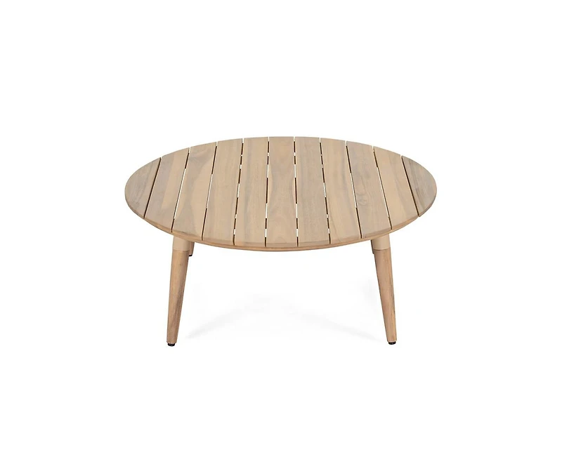 sumyeg Verona Outdoor Round Acacia Wood Coffee Table Natural Finish
