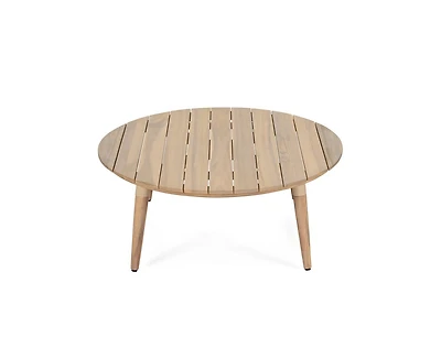 sumyeg Verona Outdoor Round Acacia Wood Coffee Table Natural Finish