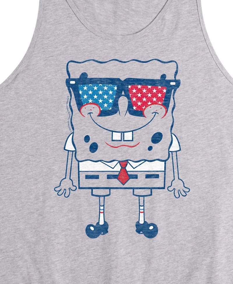 Airwaves Men's SpongeBob SquarePants Flag Fill Sunglasses Sleeveless Graphic Tank