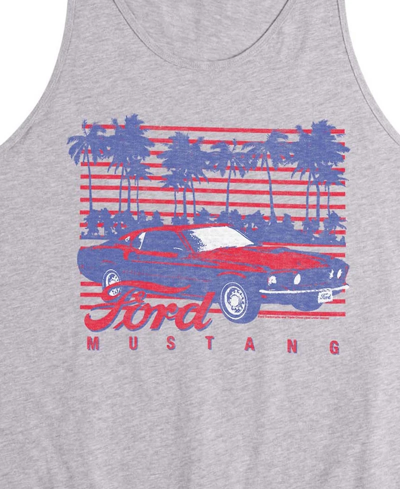 Airwaves Men's Ford Mustang Palm Trees Sleeveless Graphic Tank T-Shirts