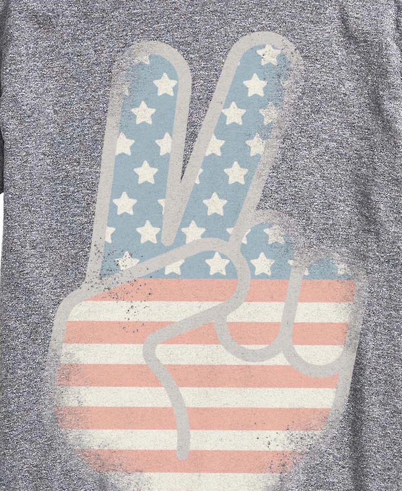 Airwaves Men's Flag Peace Sign Tonal Washed Short-Sleeve Graphic T-Shirt