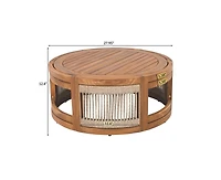 sumyeg 27.95" Acacia Wood Outdoor Coffee Table with Handwoven Rope Accent Patio Table