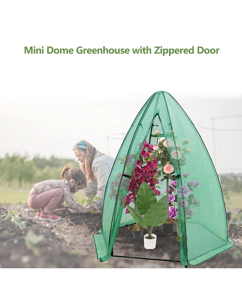 gaomon Outdoor Greenhouse for Plants, Hexagonal Portable Plant House with Pe Cover, Zipper Door, Mesh Window, Stable Frame for Vegetables, Flowers