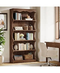 Tribesigns 70-Inch Tall Bookcase, 5-Tier Open Bookshelf with Unique Curved-Edge Design, for Living Room, Home Office, Bedroom