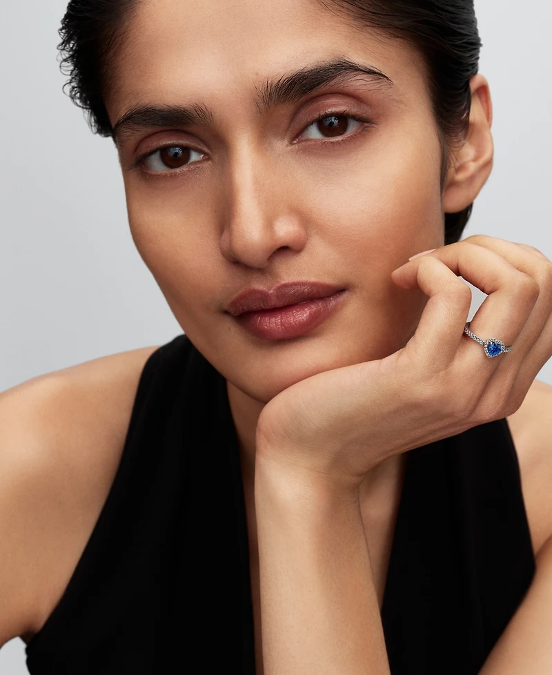 Pandora Elevated Princess Blue Heart Ring