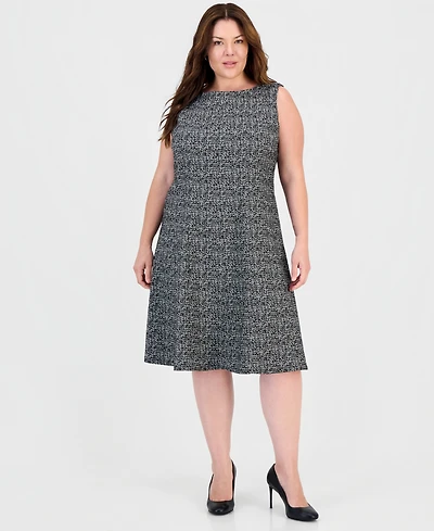 Kasper Plus Sleeveless Tweed A-Line Dress