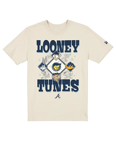 New Era Men's and Women's Cream Atlanta Braves Looney Tunes T-Shirt