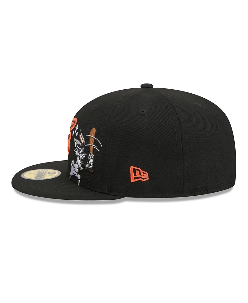 New Era Men's Black Baltimore Orioles Looney Tunes Bugs Bunny 59FIFTY Fitted Hat