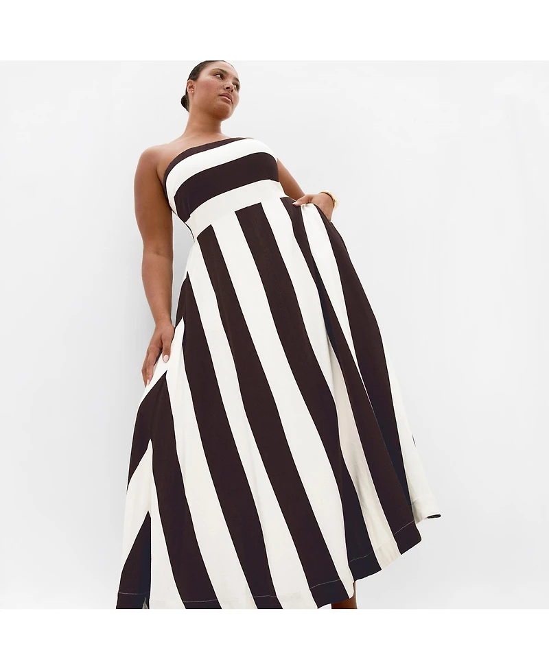 City Chic Women's Simone Strapless Stripe Maxi Dress