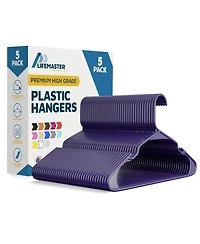Lifemaster heavy-duty plastic hangers with non-slip grooves, space-saving design