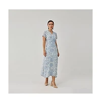 Reistor Women's Floral Print Tie-Waist Wrap Maxi Dress