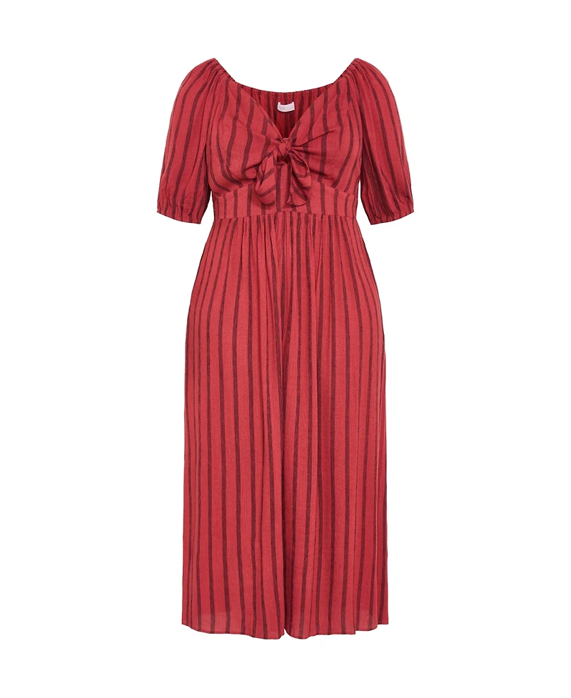 City Chic Women's Bella Stripe Tie Front Maxi Dress