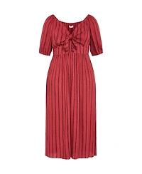 City Chic Women's Bella Stripe Tie Front Maxi Dress