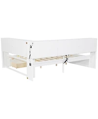 Streamdale Furniture Wood Daybed with Storage Shelves, Usb, Led, and 2 Drawers