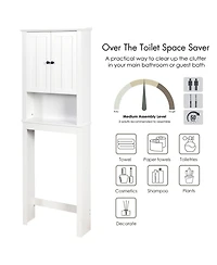 Airsurfer Bathroom Wooden Storage Cabinet Over The Toilet Space Saver with Adjustable Shelf Freestanding Organizer