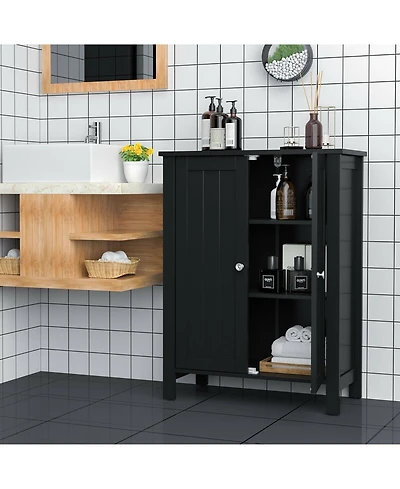sumyeg 2-Door Bathroom Floor Storage Cabinet Space Saving Organizer