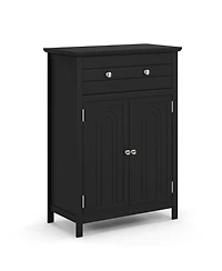 sumyeg 2-Door Freestanding Bathroom Storage Cabinet with Drawer and Adjustable Shelf