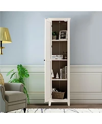 sumyeg Tall Slim Linen Tower Bathroom Storage Cabinet with Shelves
