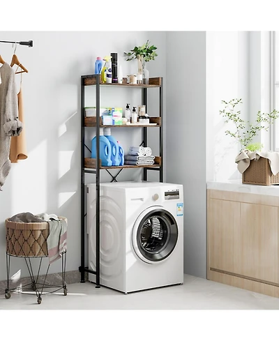 sumyeg Over The bath fixture Storage Rack with Hooks and Adjustable Bottom Bar Organizer