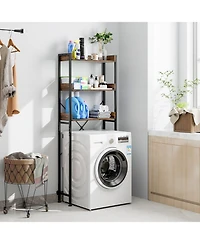 sumyeg Over The bath fixture Storage Rack with Hooks and Adjustable Bottom Bar Organizer