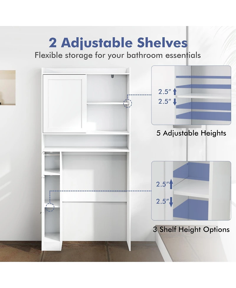 sumyeg Over The bath fixture Standing Storage Cabinet with Sliding Door Organizer
