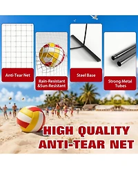 Xo Adjustable Volleyball Net System Portable Net with Poles and Carry Bag, Heavy Duty Outdoor Volleyball Set for Beach Backyard