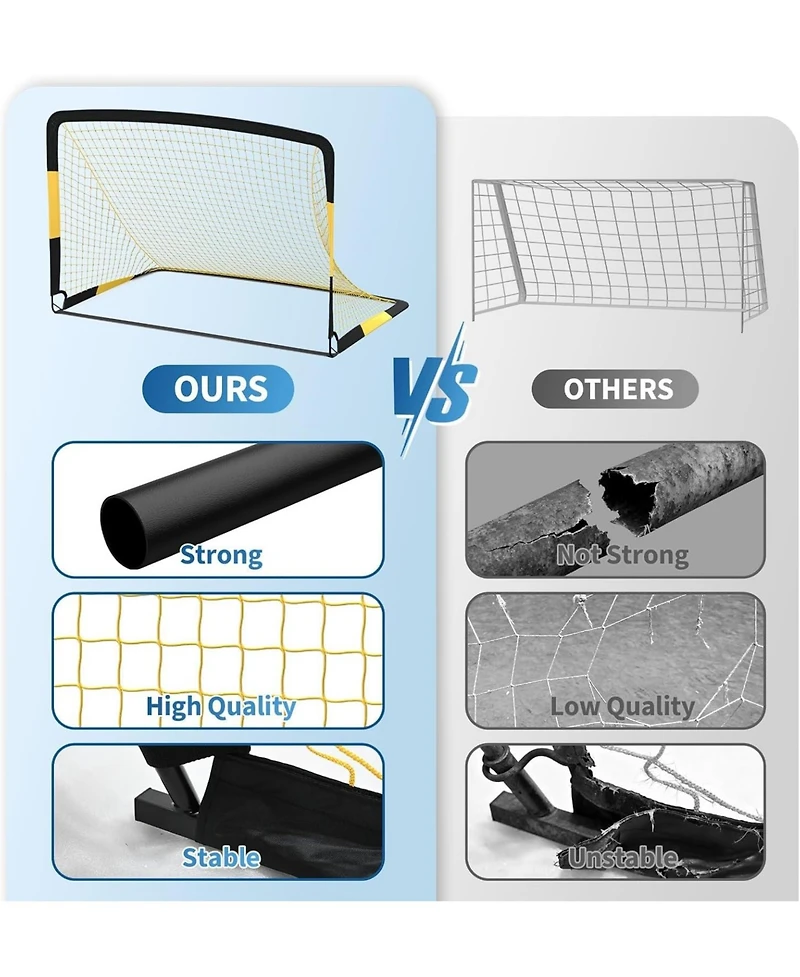 Xo 5-in-1 Soccer Goal Portable Steel Frame Soccer Net with Rebounder, Backyard Training Equipment