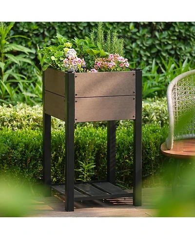 Xo 19" x 33" Hdpe Raised Garden Bed with Legs and Shelf, All-Weather Elevated Planter for Herbs, Vegetables, Patio and Balcony