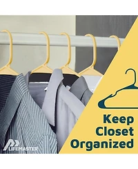 Lifemaster heavy-duty plastic hangers for clothes, dresses & coats non-slip grooves, space-saving, holds 5 lbs 10-pack.