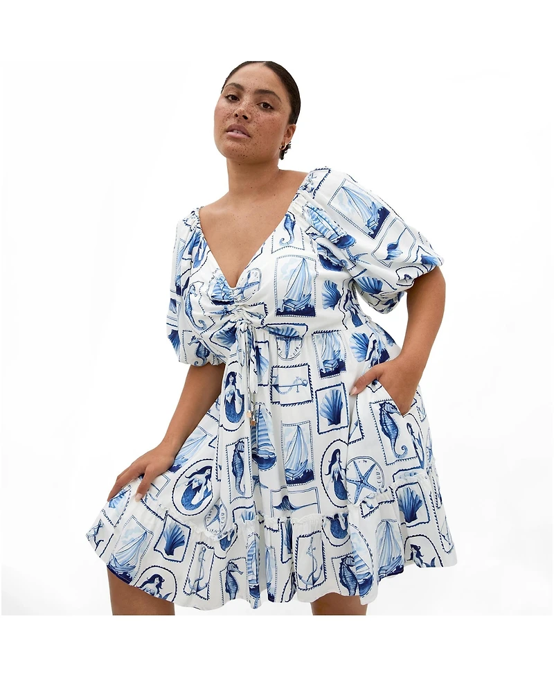 City Chic Women's Giselle Amalfi V Neck Mini Dress