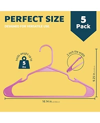 Lifemaster Heavy-duty plastic hangers with non-slip grooves, space-saving design, hold up to 5 lbs-perfect for clothes, dresses and coats pack of 5