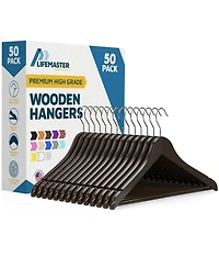 Lifemaster 50-Piece Wooden Hanger Set