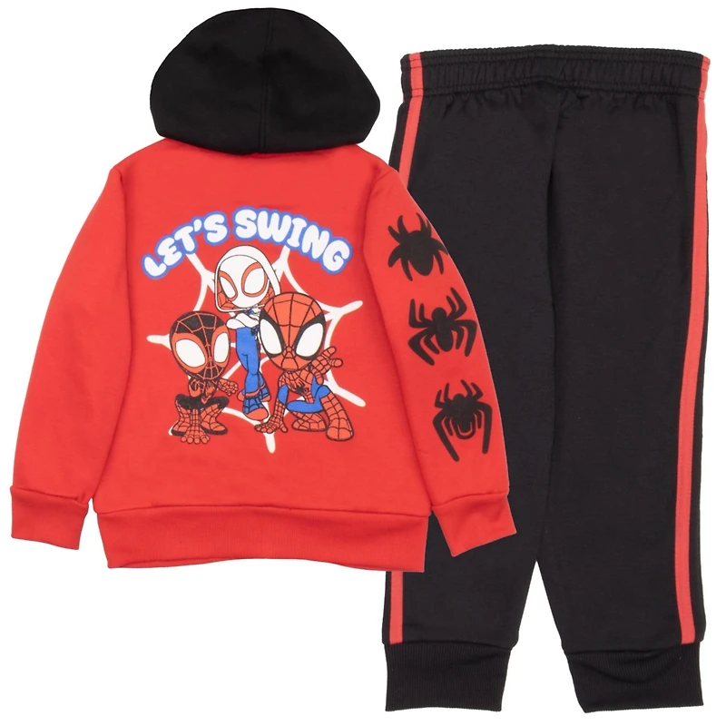 Spider-Man Little Boys 2-Piece Fleece Long Sleeve Zip-Up Hoodie and Jogger Pants Set