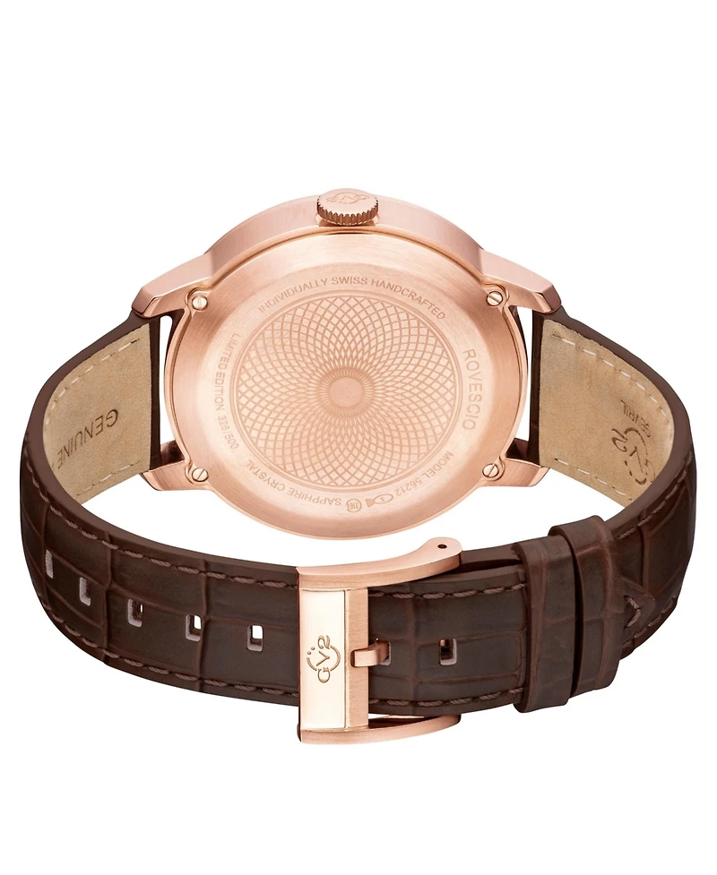 GV2 by Gevril Men's Rovescio Swiss Quartz Leather Strap Watch