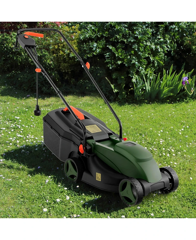 Costway Electric Corded Lawn Mower 10-amp 13-Inch Walk-Behind Lawnmower with Collection Box