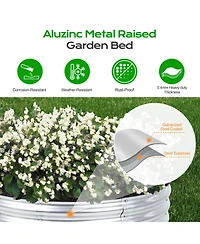 Aoodor 17" Tall 38" Metal Raised Garden Bed, Outdoor Planter Box and Raised Garden Kit for Vegetables, Flowers, Tomatoes Carrots and Herbs, Silver