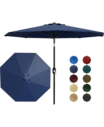 Xo 9 Ft Patio Umbrella with Crank Lift, Outdoor Market Table Umbrella with Vented Canopy, 8-Rib Steel Frame Uv-Resistant Waterproof Shade