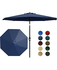 Xo 9 Ft Patio Umbrella with Crank Lift, Outdoor Market Table Umbrella with Vented Canopy, 8-Rib Steel Frame Uv-Resistant Waterproof Shade
