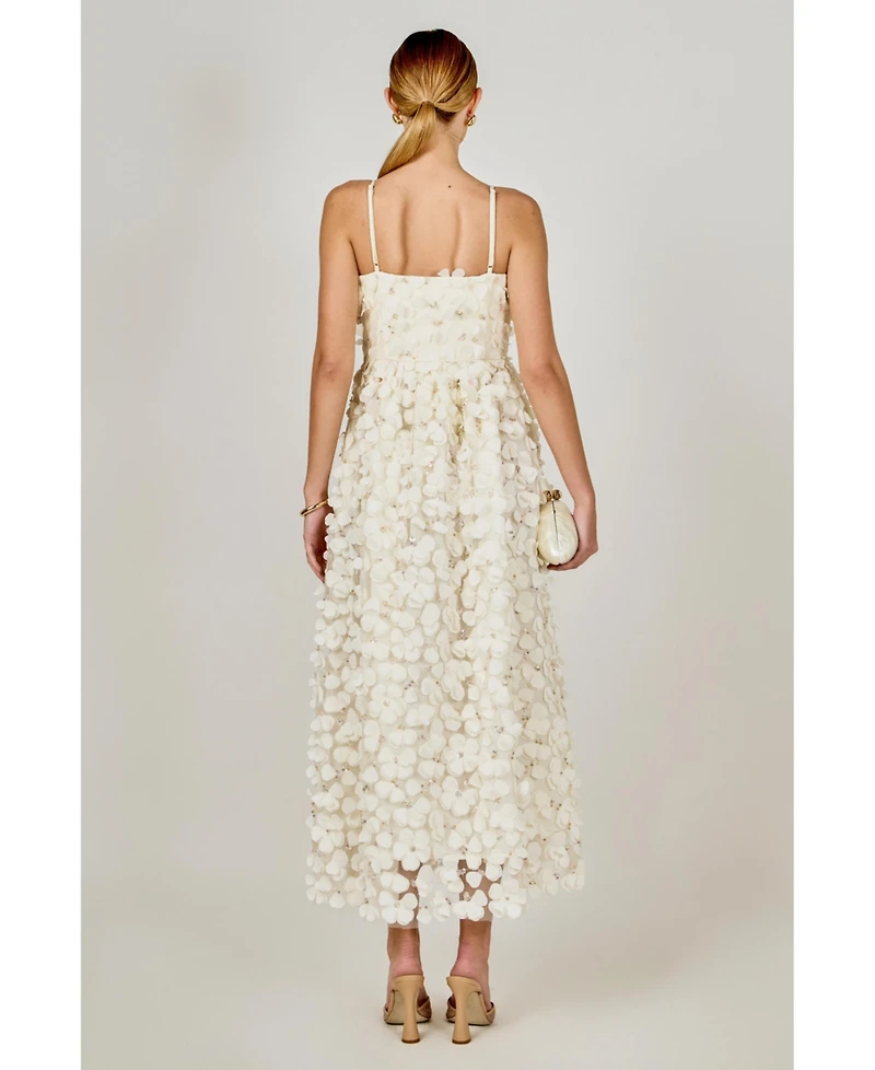 endless rose Women's 3D Floral Sleeveless Midi Dress