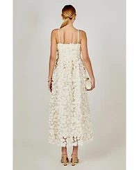 endless rose Women's 3D Floral Sleeveless Midi Dress