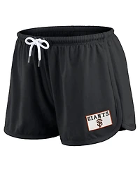 Wear by Erin Andrews Women's 3-Piece Black San Francisco Giants Heavy Rugby Jersey Cropped Long Sleeve T-Shirt, Shorts and Lounge Set