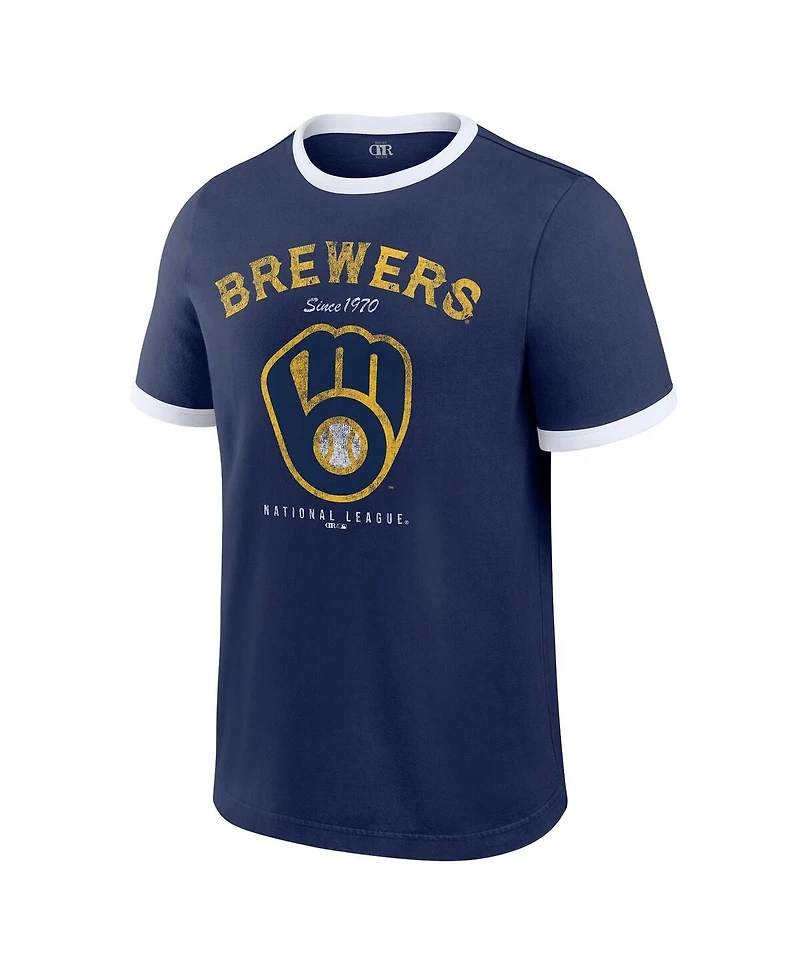 Darius Rucker Collection By Fanatics Men's Navy Milwaukee Brewers Washed Ringer T-Shirt