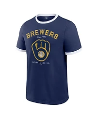 Darius Rucker Collection By Fanatics Men's Navy Milwaukee Brewers Washed Ringer T-Shirt