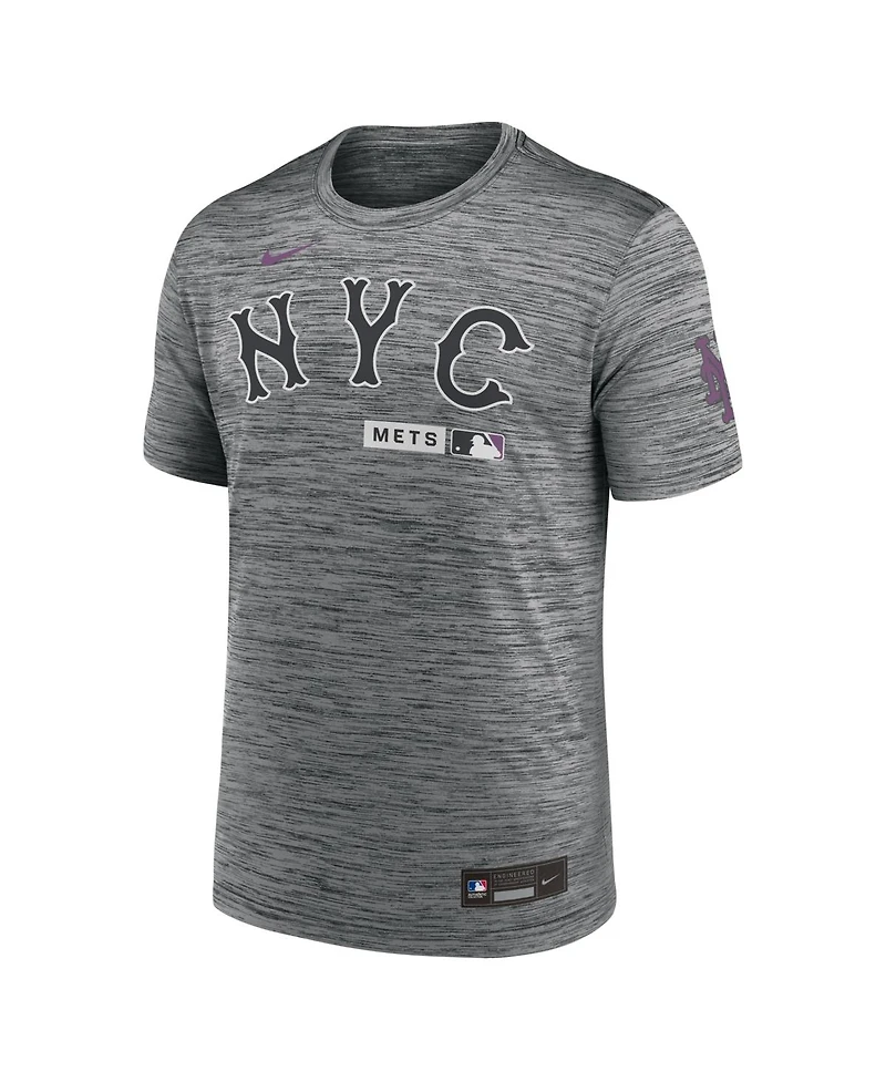 Nike Men's Anthracite New York Mets Authentic Collection City Connect Velocity Dri-fit T-Shirt