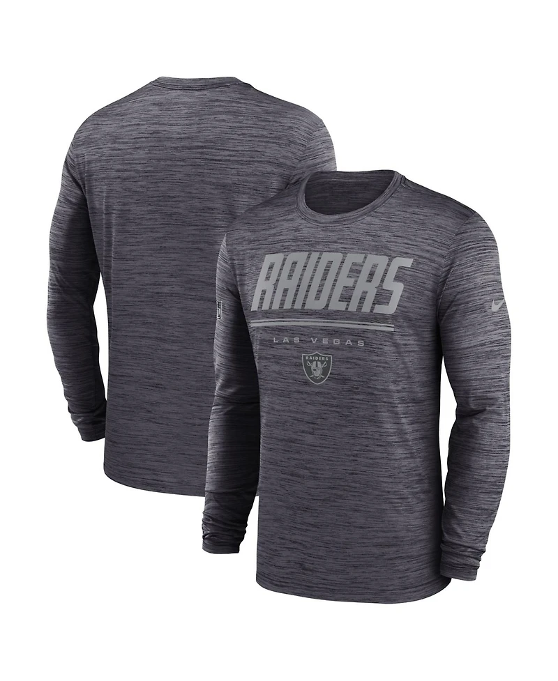 Nike Men's Black Las Vegas Raiders Sideline Offensive Transition Velocity Dri-fit Long Sleeve T-Shirt