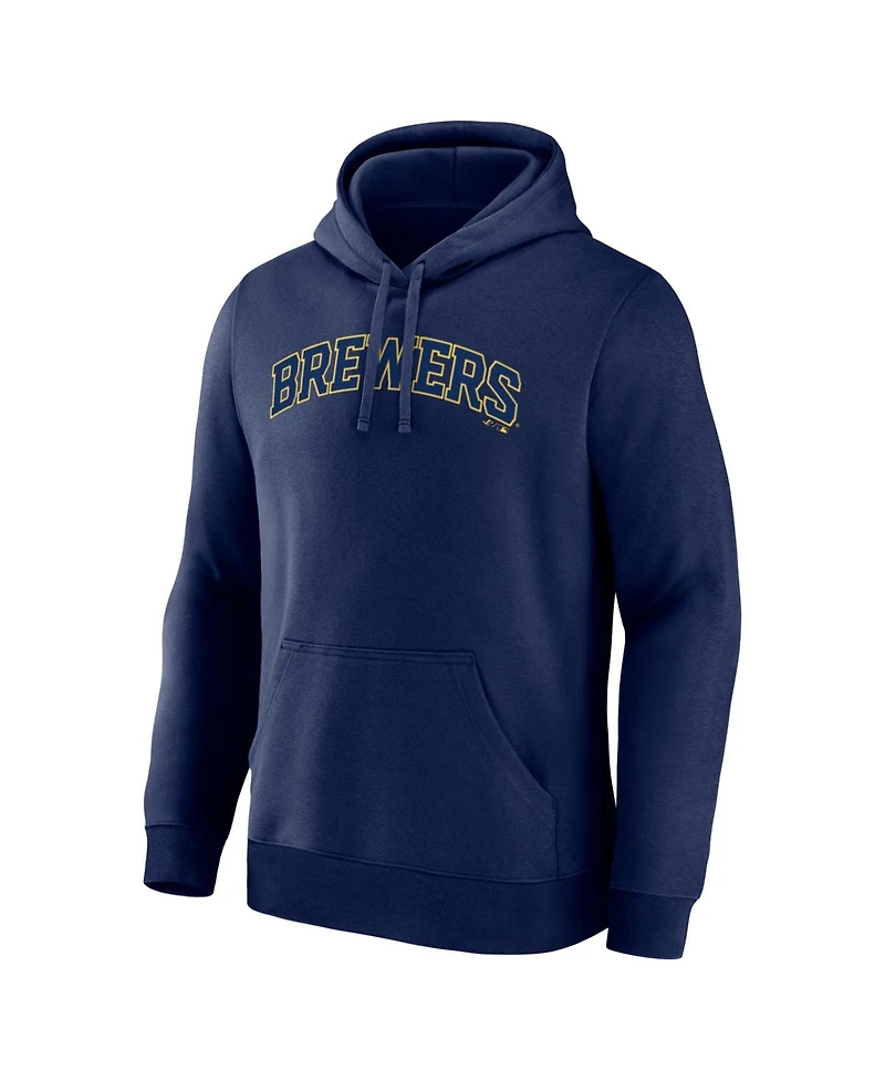 Logo Athletic Men's Navy Milwaukee Brewers Wordmark Hoodie