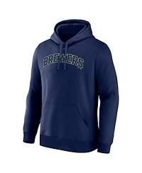 Logo Athletic Men's Navy Milwaukee Brewers Wordmark Hoodie