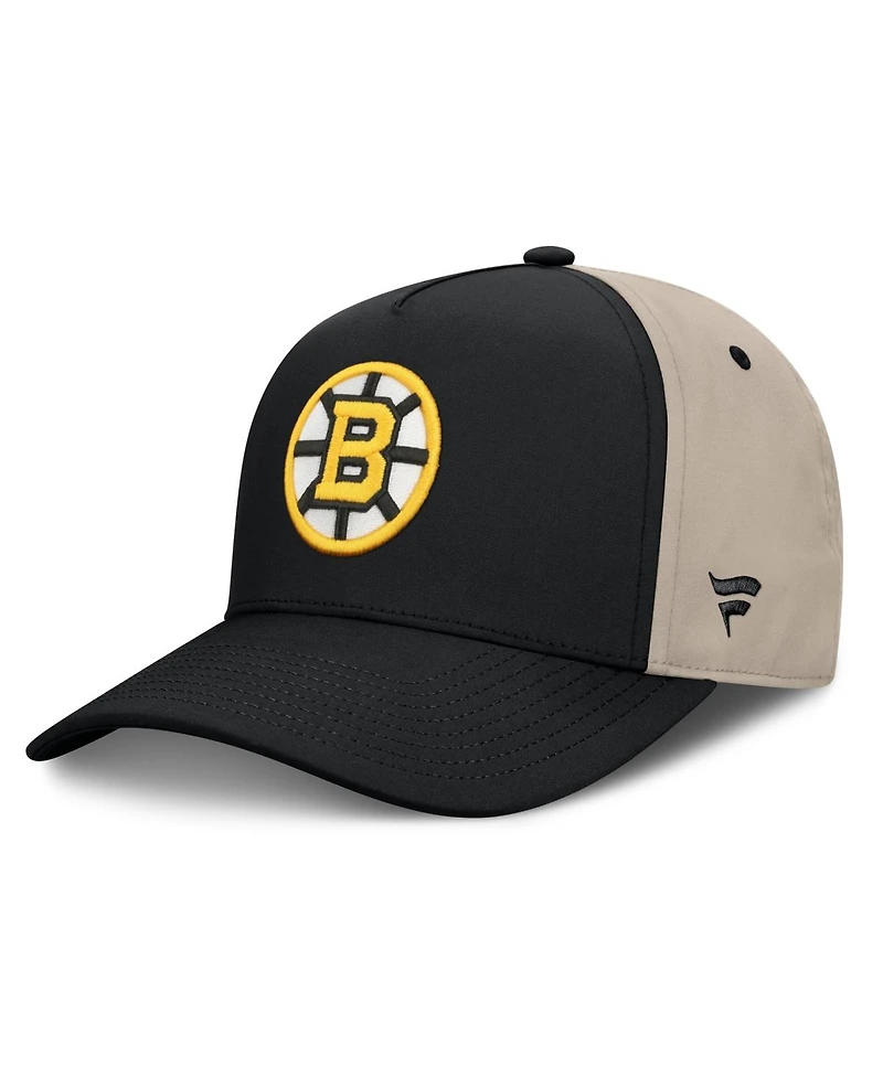Fanatics Men's Black/Tan Boston Bruins 2026 Stanley Cup Playoffs Locker Room Adjustable Hat