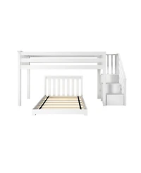 Max & Lily Twin-Size Low Loft With Stairs, with Classic Twin Floor Bed