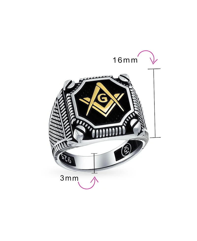 Bling Jewelry Large Compass Freemason Masonic Signet Ring Solid .925 Sterling